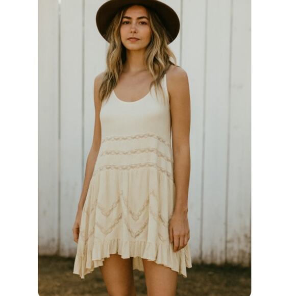 Intimately Free People SZ XS Lace Trapeze Slip Dress Tea Combo - Picture 1 of 6